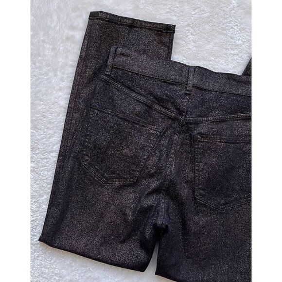 NWT Express Black & Gold Straight Super High Rise Metallic Cropped Jeans - Picture 15 of 16